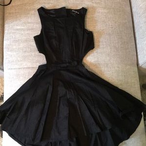 Black formal bow open back dress